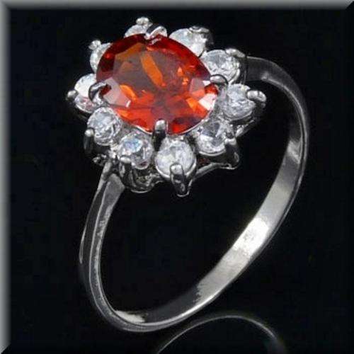 Perfect Dainty Lady Diana style Ring. Ruby Zirconia & Diamond Zirconia. Size 7