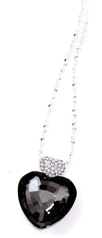 Black Diamond and Clear Czechoslovakian Crystal Pendant