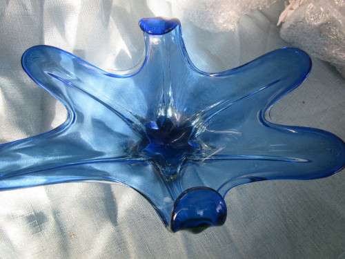 large Murano Blue dish - or bowl - 6 arm