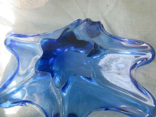 large Murano Blue dish - or bowl - 6 arm