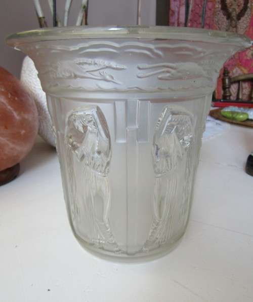 Stunning Art Deco - Lalique Style Part clear part frosted  - Water Maidens Vase