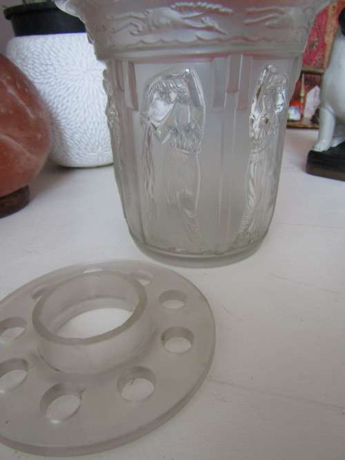 Stunning Art Deco - Lalique Style Part clear part frosted  - Water Maidens Vase