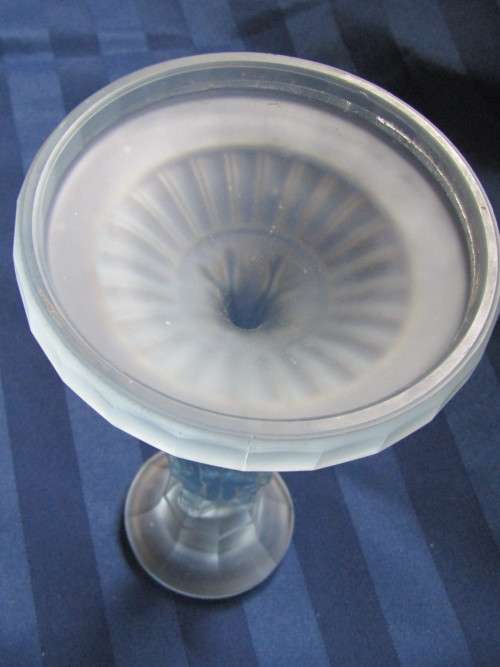 Lovely vintage depression glass molded ornamental  candlestick