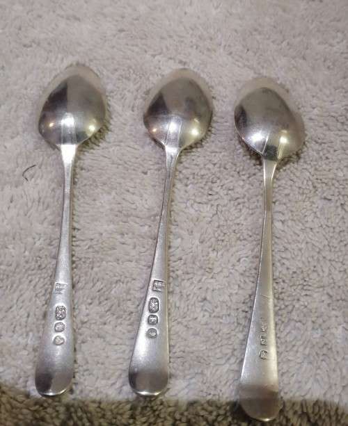 BATEMAN PLAIN 3 Georgian Teaspoons Unadorned