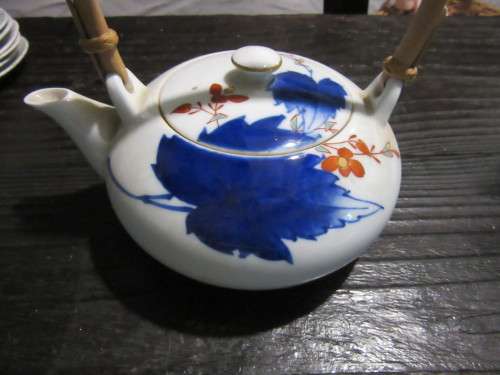 Cobalt blue Japanese Aritware Teaset Signed ( Blue Orchid)