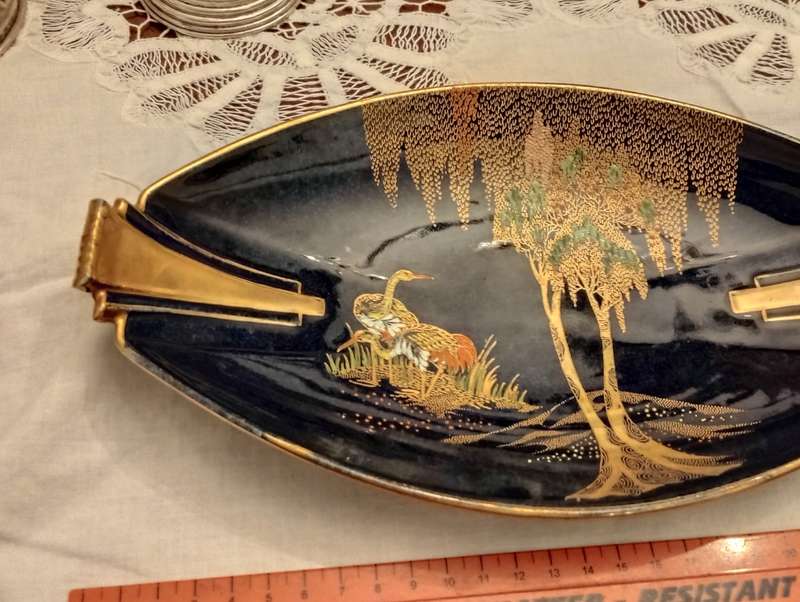A fine blue royal art deco Carlton ware bowl