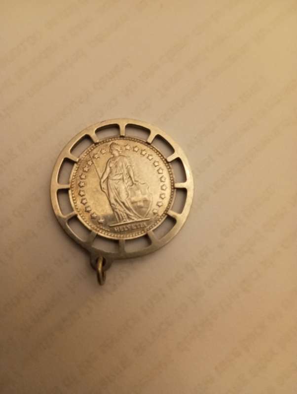 Silver swiss 1F coin pendant