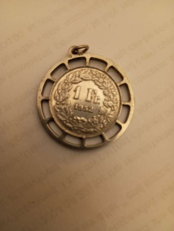 Silver swiss 1F coin pendant