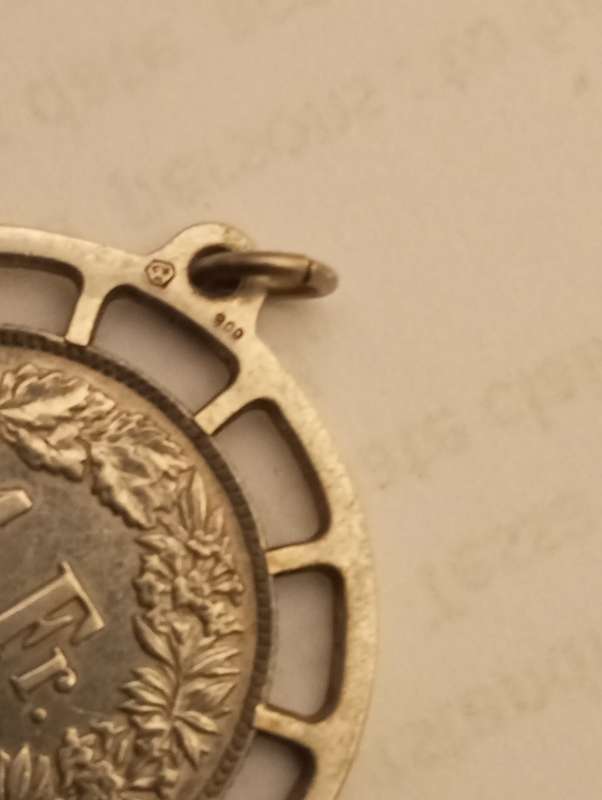 Silver swiss 1F coin pendant