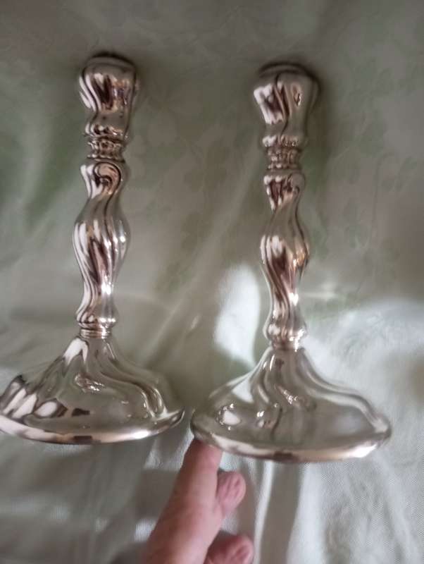 A lovely pair of hallmarked Beidermier silver candlesticks