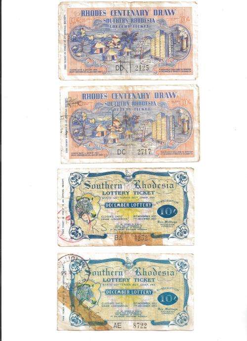 Southern Rhodesian Lottery tickets 1951 (Lot of 10)