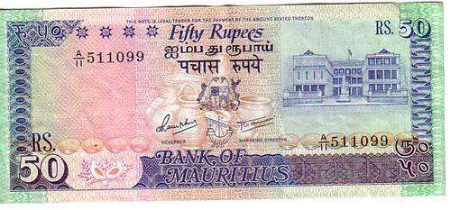 Mauritius money: 50Rs note, undated