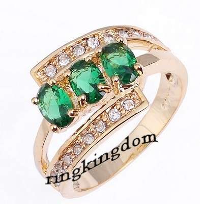 Size 7 Jewelry Brand New Woman's Emerald 10KT yellow Gold Filled Ring Gift