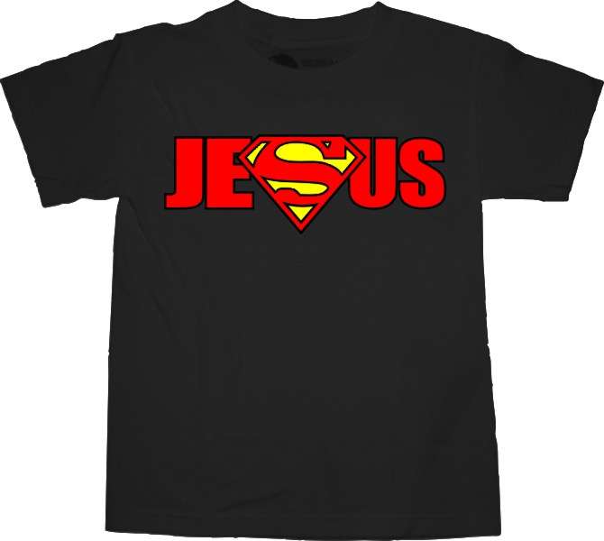 Boys Christian Shirt "Jesus - Superman" Black