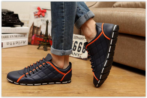 Men Casual PU Leather Flat Shoes Sport Shoes Loafers Walking Shoes Crazy R330