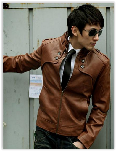 Men Leather Jacket  CRAZY R369
