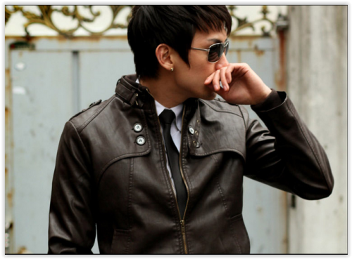 Men Leather Jacket  CRAZY R369