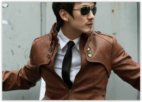 Men Leather Jacket  CRAZY R369