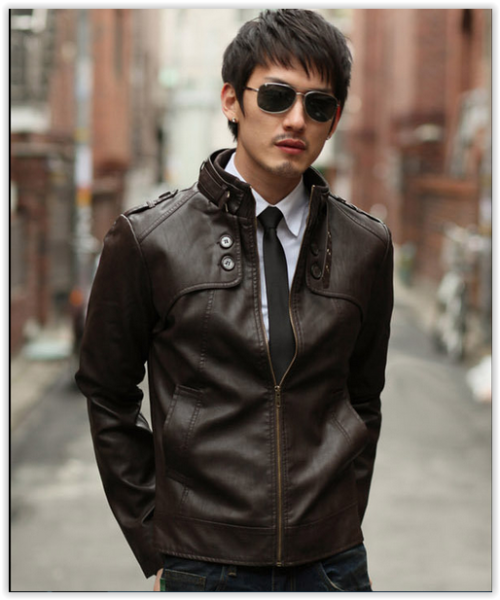 Men Leather Jacket  CRAZY R369