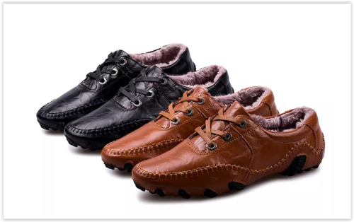 Men Shoes Hot Sale Genuine Leather Winter Fur Shoes HOT R599