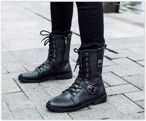 Men Boots Male Man Military Mid Calf Four Seasons Fashion Footwear Crazy R500