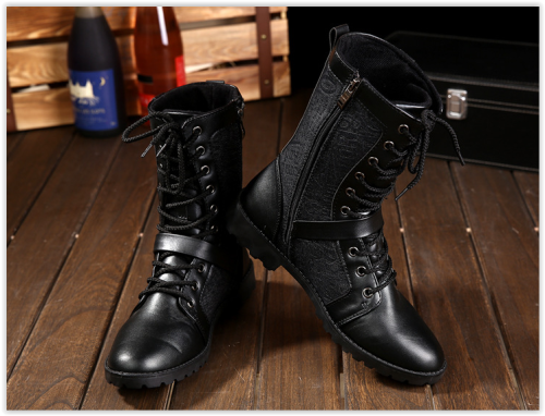 Men Boots Male Man Military Mid Calf Four Seasons Fashion Footwear Crazy R500
