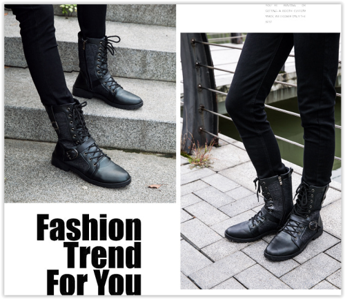 Men Boots Male Man Military Mid Calf Four Seasons Fashion Footwear Crazy R500