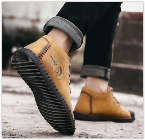 Men Genuine Leather  Gorgeus Winter Fur Boots Shoes Lace Up Breathable Soft Male Waterproof MAD R400