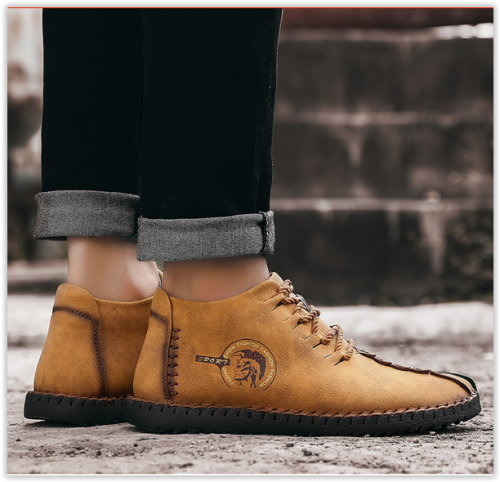 Men Genuine Leather  Gorgeus Winter Fur Boots Shoes Lace Up Breathable Soft Male Waterproof MAD R400