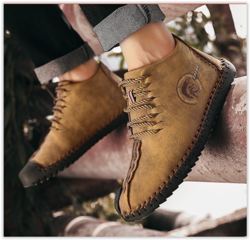 Men Genuine Leather  Gorgeus Winter Fur Boots Shoes Lace Up Breathable Soft Male Waterproof MAD R400