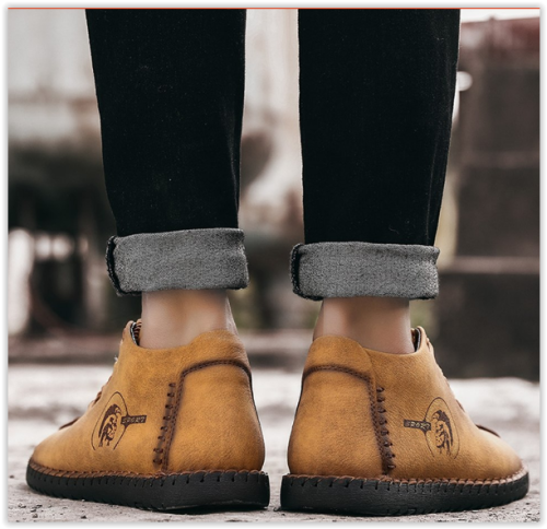 Men Genuine Leather  Gorgeus Winter Fur Boots Shoes Lace Up Breathable Soft Male Waterproof MAD R400