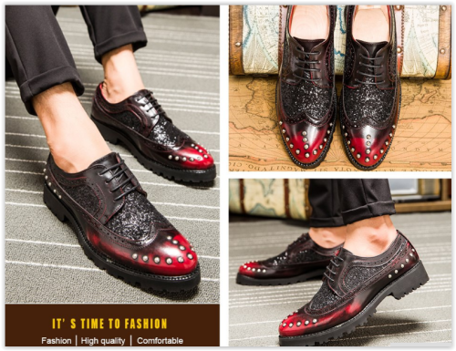 Men PU Leather Business Shoes Italian Pointed Toe Oxford Office Male High Quality MAD R499