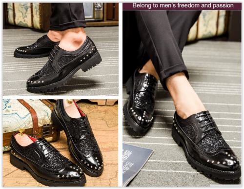 Men PU Leather Business Shoes Italian Pointed Toe Oxford Office Male High Quality MAD R499