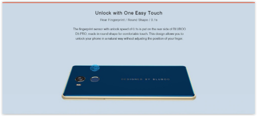 BLUBOO D5 PRO Smartphone 5.5" display 3GB 32GB MTK6737 Quad-core Android 7.0 2700mAh 13MPfingerprint