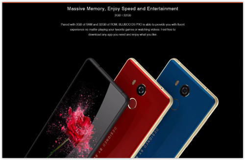 BLUBOO D5 PRO Smartphone 5.5" display 3GB 32GB MTK6737 Quad-core Android 7.0 2700mAh 13MPfingerprint