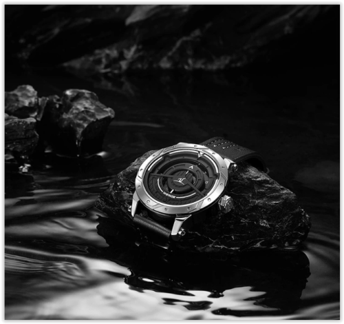 Weide Analog Display Waterproof Black Leather Bracelet Men Sport Watch  MAD R300