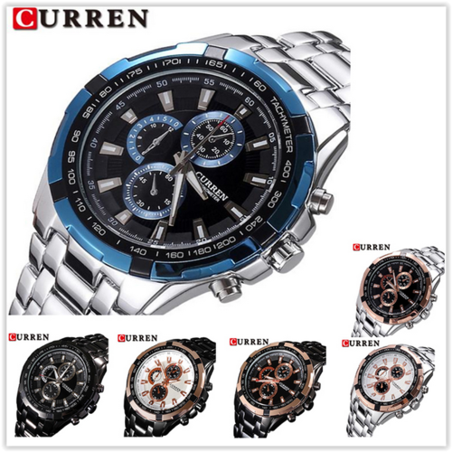 Curren 3ATM Waterproof Stainless Stell Analog Quartz Watches Man White/Blue/Gold/White Free Shipping