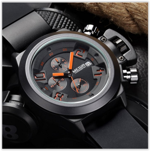 MEGIR 2002 Male Quartz Watch  -  BLACK