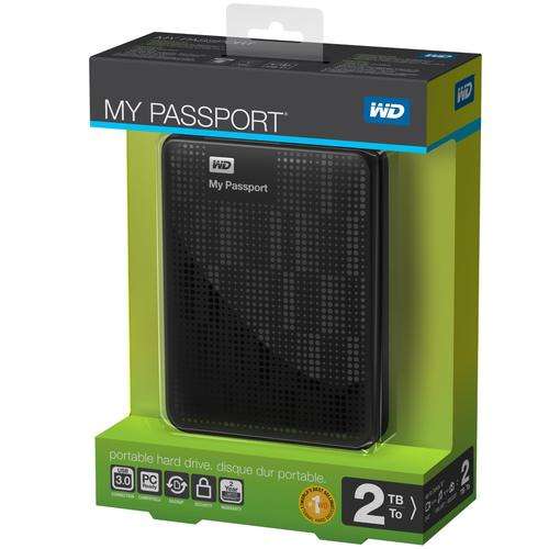 2TB Western Digital USB 3.0 + 2.0 My Passport External Hard Drive PC+MAC