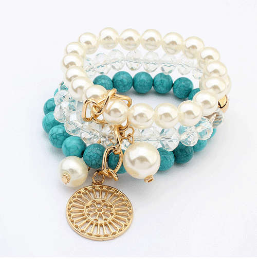 Bohemian sweet beaded bracelet European and American fashion atmosphere disc bracelet multi-layer