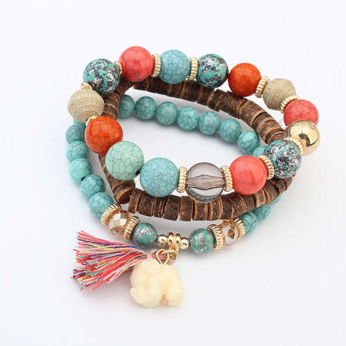 Candy colored glass beaded hand string female