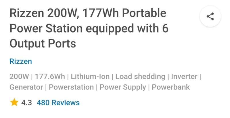 Rizzen 200W, Portable Power Station equipped with 6 Output Ports