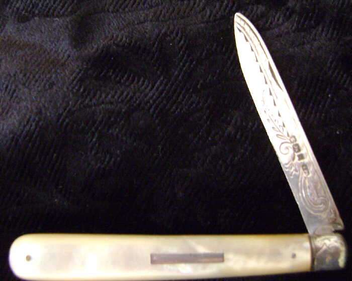 Antique Silver bladed fruit knife with mother-of-pearl handle- Thomas Marples
