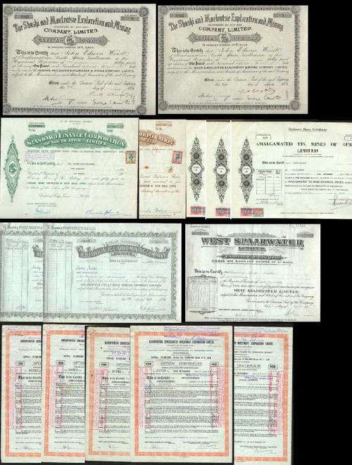 15 Share certificates as per description