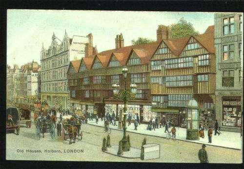 Postcard - Old Houses, Holburn, London.  Circa 1910  As scan.