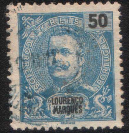 Lourenco Marques, 1898 Carlos 50r blue,  used,  as images and description