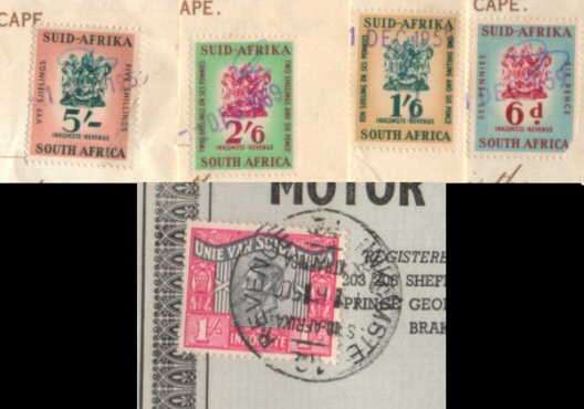 Union - Revenue stamps on share certificates.  As description and  images.