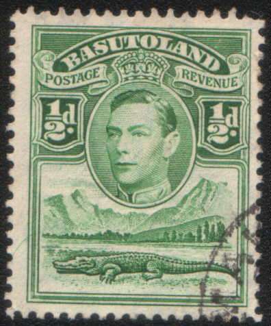 Basutoland - 1938 George VI - 1/2d green.  As description images.
