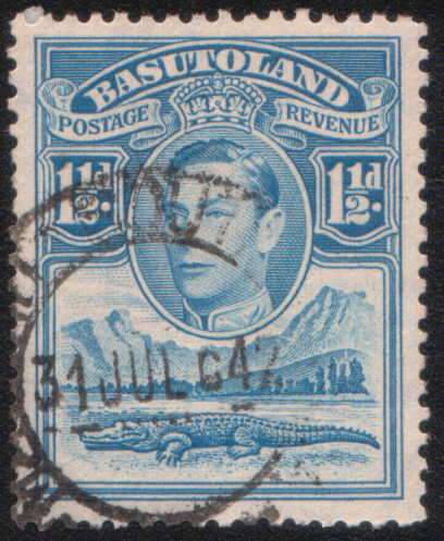 Basutoland - 1938 - 1 1/2d light blue. Used. As description images.