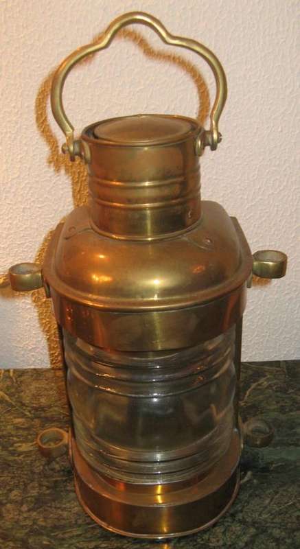 ANTIQUE SHIP'S LANTERN WITH CLEAR MOULDED GLASS